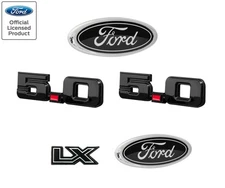 1987-1993 Ford Mustang LX 5.0 Black 5pc Front Rear Fender Bumper Emblems Set