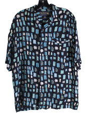 Nat Nast Sz M Atomic Vintage 50s 60s Modernist Silk Twill Camp Vacation Shirt