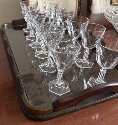 Vintage D'Arques Chaumont schönes Set x12 kristallklare geschliffene Gläser für Weinrebe 