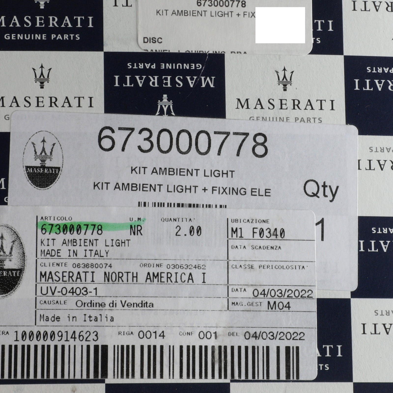 Maserati Quattroporte S Diesel 2013-2017 Ambient lights Set P/N 673000778