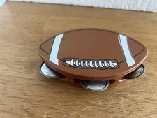 Football Shaped Brown Plastic Hand Tambourine with Metal Jingles