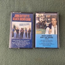 2 Cassette Lot Huey Lewis and The News Sports John Cafferty Tough All Over