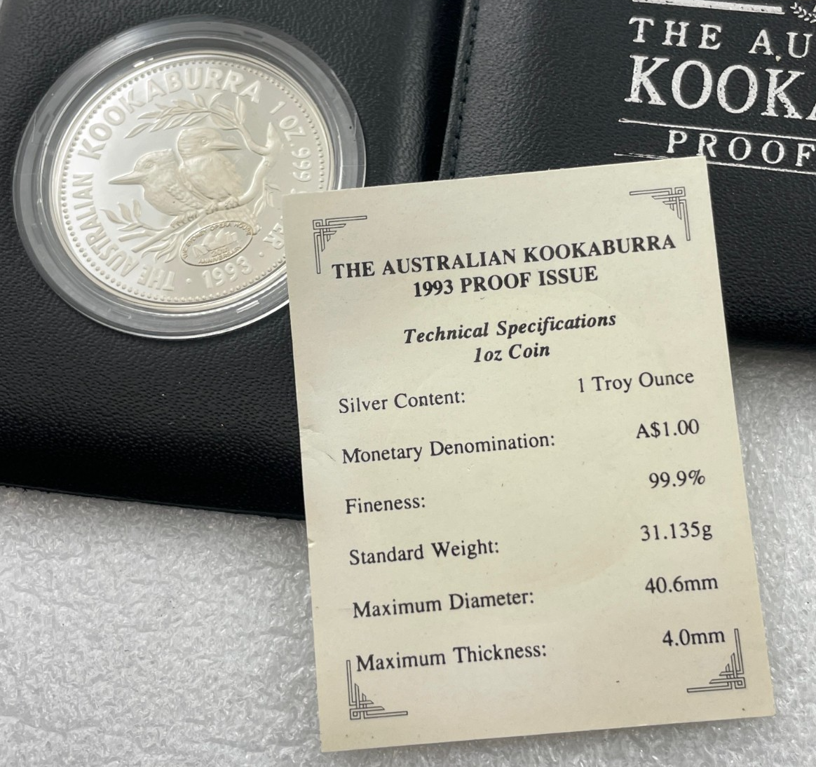 1993 Australia KOOKABURRA SYDNEY OPERA PRIVY $1 1oz Proof Silver