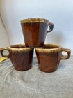 Hull Pottery Brown Drip Glaze Vintage 3 Coffee Mugs Cup Oven Proof Made in USA
