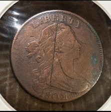 1802 Draped Bust Large Cent – Better Early Copper W Red  – Graffiti / Scratched