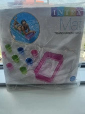 INTEX MAT The Wet Inflatable Pool Float 74” X 28”in Transparent Mat Clear Multi