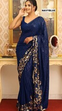 SAREE BLOUSE INDIAN NEW SARI PAKISTANI WEDDING DESIGNER BOLLYWOOD PARTY WEAR