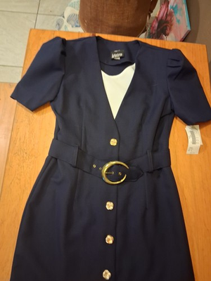 #ad #ad Whirlaway Frocks Vintage 80#x27;s Dress CottageCore The Office Church Sz14 Navy Blue $25.00