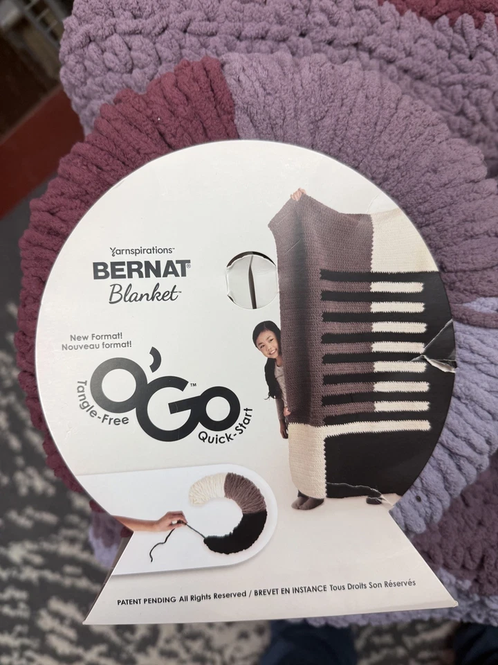 Unfinished Blanket Project- Bernat Blanket O’Go Yarn Purple Plum - Image 3 of 4