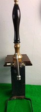 Vintage Hand Pull Pint /Brass + Wood  base / Beer pump Ceramic Handle 