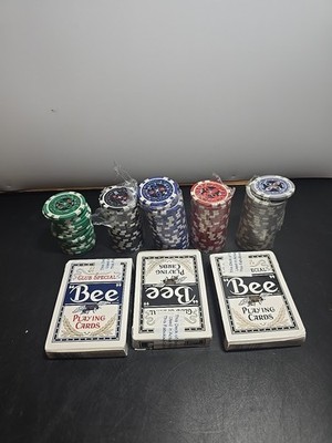 100+ Count the Ultimate Poker 14 Gram Clay Composite Chips 5 10 25 100 + Cards