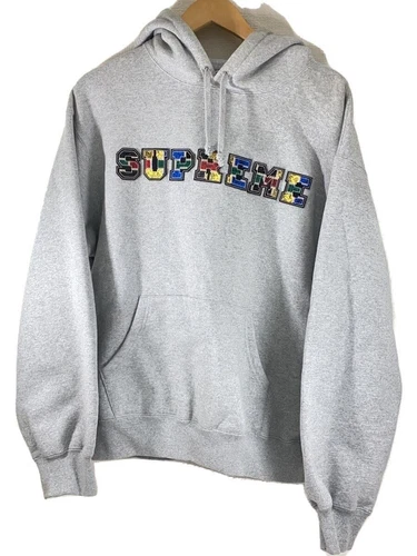 Felpa Supreme con cappuccio M cotone grigio tinta unita usata