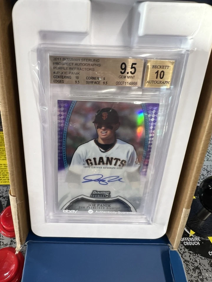 2011 Bowman Sterling Joe Panik RC roxo refrator autógrafo /10 BGS 9.5 automático 10 - Imagem 3 de 4