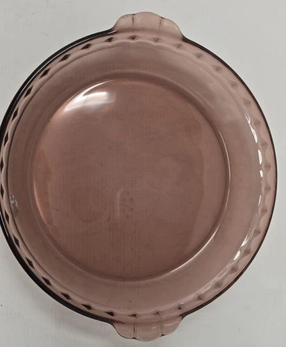 Vintage Pyrex Corning Ware Vision Fluted Cranberry #229 DEEP DISH PIE PAN 10”