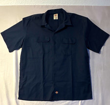 Dickies Flex Twill Polyester Button Front Short Sleeve Work Shirt Blue XL