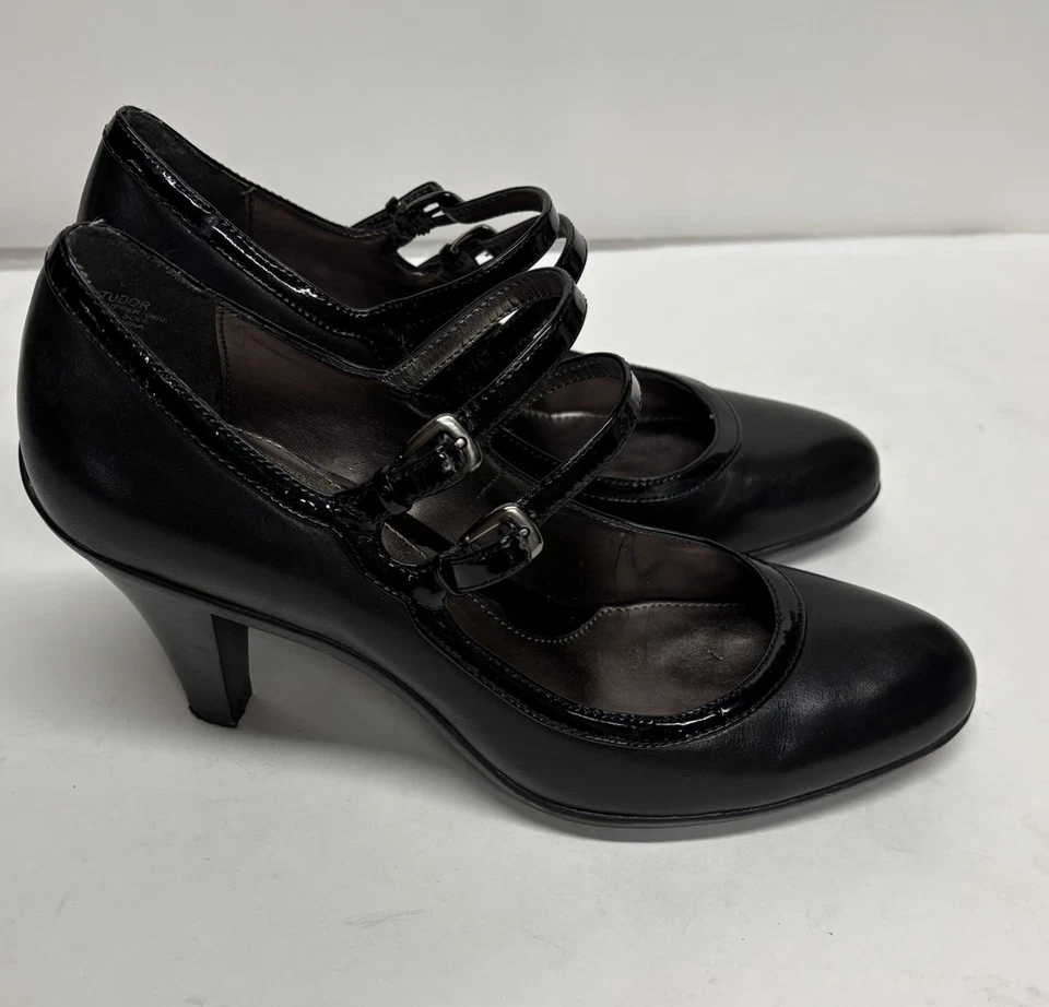 Salto Circa Joan & David Feminino Alça Dupla Couro Preto Tamanho 7.5 - Imagem 4 de 4