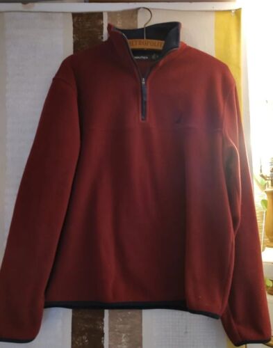 Nautica 1/4 Zip Pullover Fleece Shirt Jacket Burgandy Small Mens