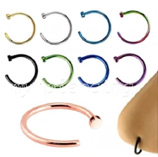 22G 20G 18G Titanium Anodized 316L Surgical Steel Flat Top Nose Hoop Ring