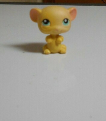 Littlest Pet Shop Tiny Yellow Mouse Aqua Blue / Green Eyes #448