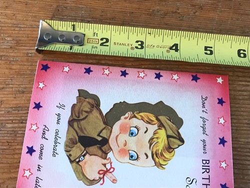 Tarjeta de felicitación de la Segunda Guerra Mundial NO OLVIDES TU CUMPLEAÑOS Home Front Segunda Guerra Mundial divertido soldado ejército - Imagen 8 de 8