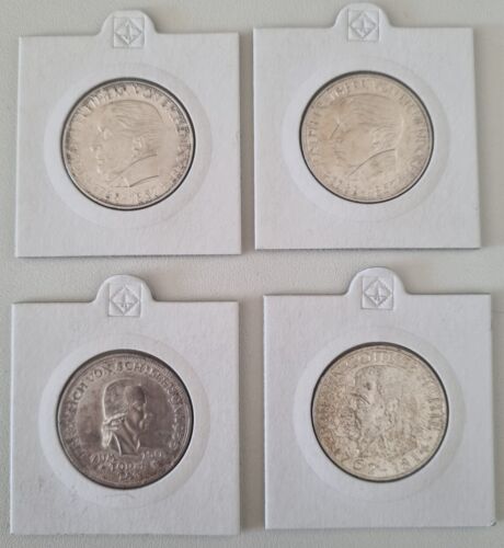5 DM monete commemorative 1955 Schiller (F) + 2x 1957 Eichendorff (J) + scheda 1964 (J) A - Foto 1 di 7