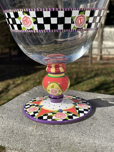 Pr. Artland Glass “Meredith Rose” Hand Painted Champagne Tall Sherbet Goblets - Picture 4 of 7