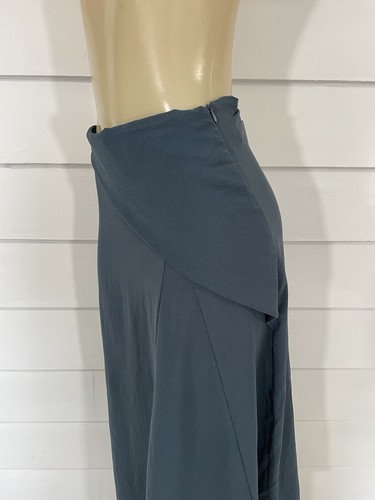 New ZARA Woman Green Blue FLUID FLYAWAY MIDI SKIRT Size L Waist 30" #580 - Picture 8 of 14