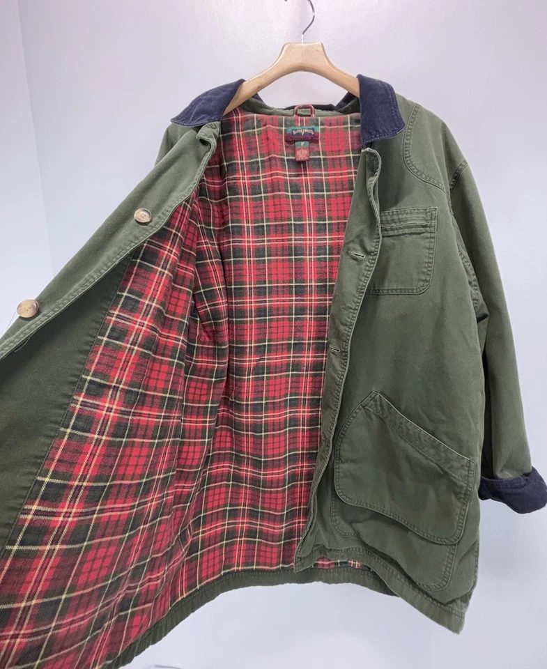 Vintage Saddlebred Jacket Canvas Chore Barn Coat Green Mens Flannel Lined Large - Image 3 of 4