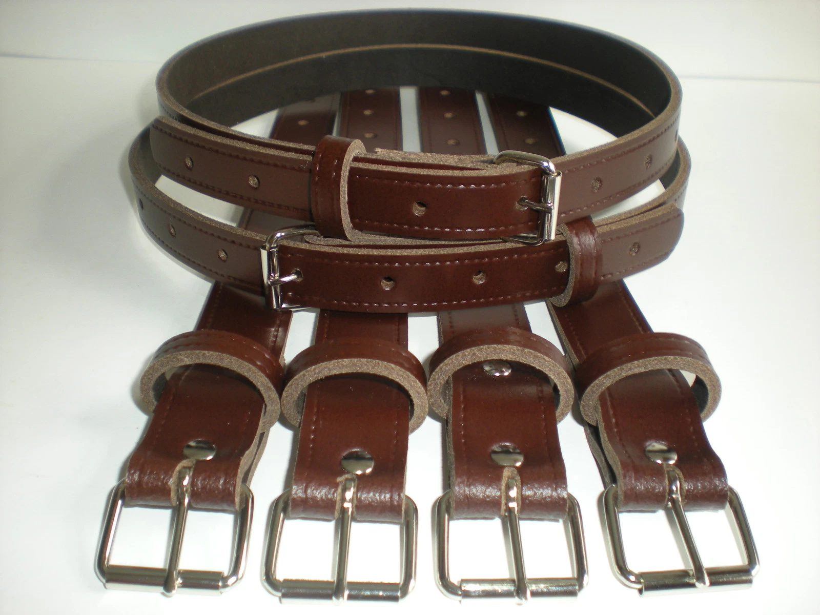 Vintage Real Pram Leather Hanging Straps in Brown
