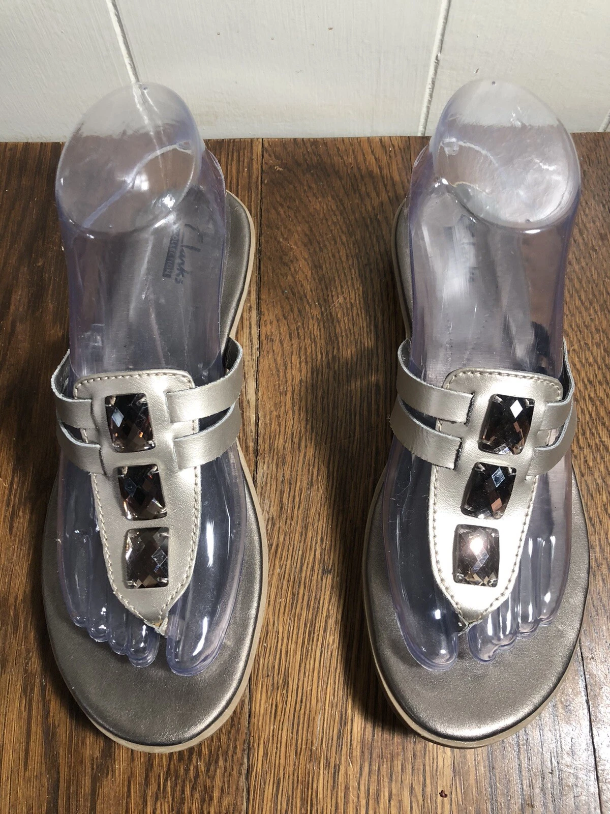 CLARKS Collezione Sandali Tanga Bronzo Ecopelle TAGLIA 7 Accenti Topazio