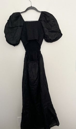 NEW Faithful the Brand BLOOM MIDI DRESSPLAIN BLACK Cut Out XS US 2 - Picture 8 of 11
