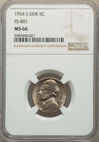 1954 S Jefferson Nickel NGC MS66 FS-801 DDR - NONE BETTER
