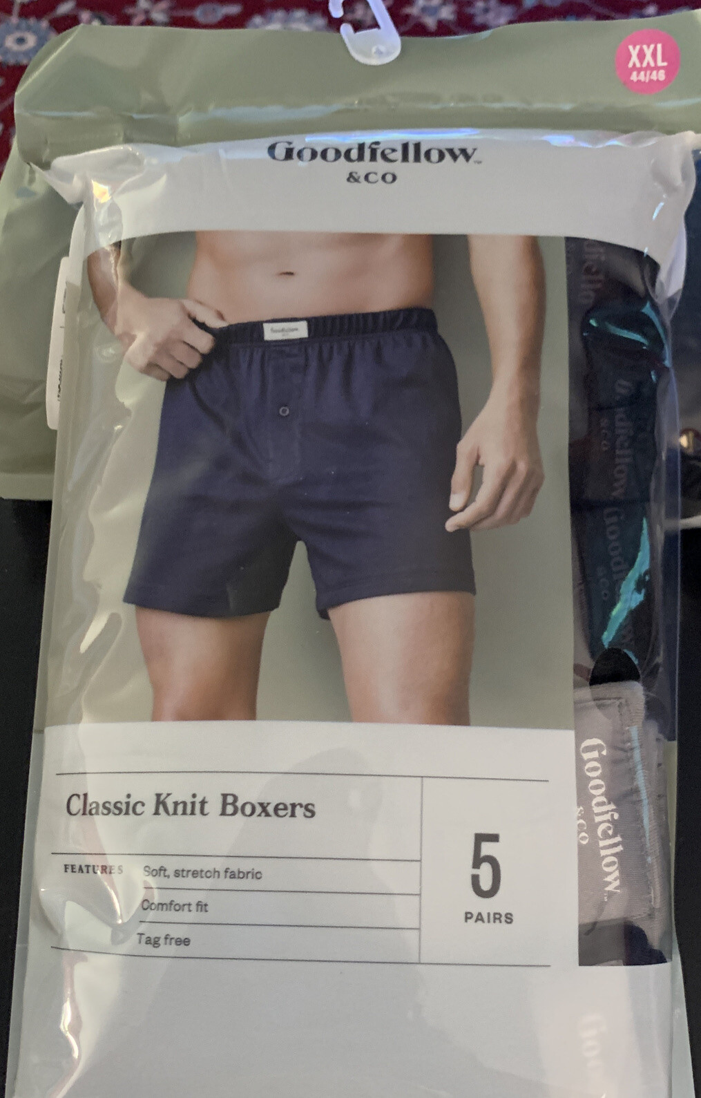 Size XXL. Goodfellow & Co Men's 5PK Gray/Black Comfort Fit Classic Knit