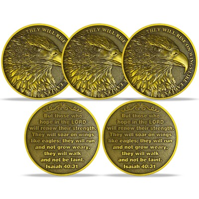 #ad Isaiah 40:31 Religious Coin Bible Verse Inspirational Christian Faith Token 5Pc $29.99