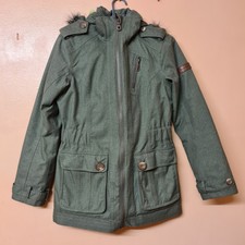 Berghaus Parka Jacket Green Holburn Waterproof Insulated Aq2 Zip Hood Size 8