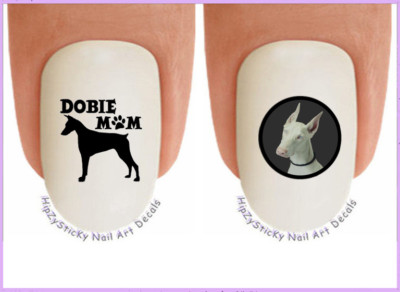 Nail Art 129B DOG BREED Dobie MOM White Dobie WaterSlide Nail Decals Transfers 