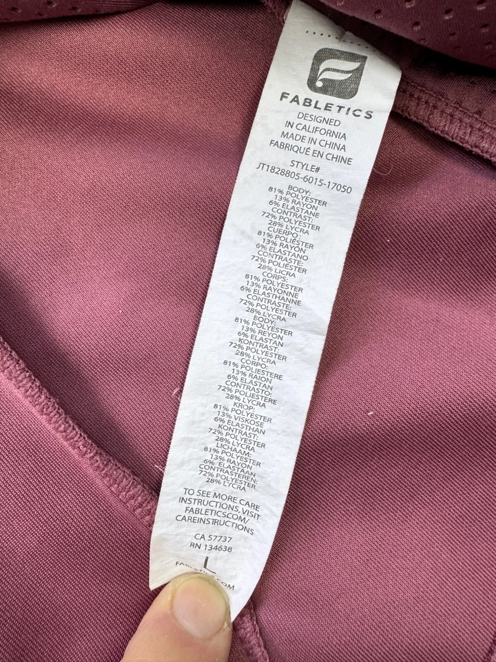 Fabletics Jacket Womens Large Sammy Dark Rouge Hooded Salmon Pink Full Zip Gym - Image 4 of 4