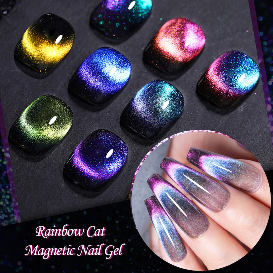 Glitter Cat Eye Laser Gel Nagellack Nagellack Nail Art Decor Diy  ◆ - Bild 4 von 4