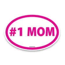 #1 Mom Pink Oval Magnet Decal, 4x6 Inches, Automotive Magnet for Car Truck SUV