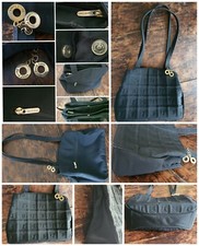 Borsa DAVID JONES donna VINTAGE nera Tessuto STAMPA rilievo RICAMO iniziali DJ