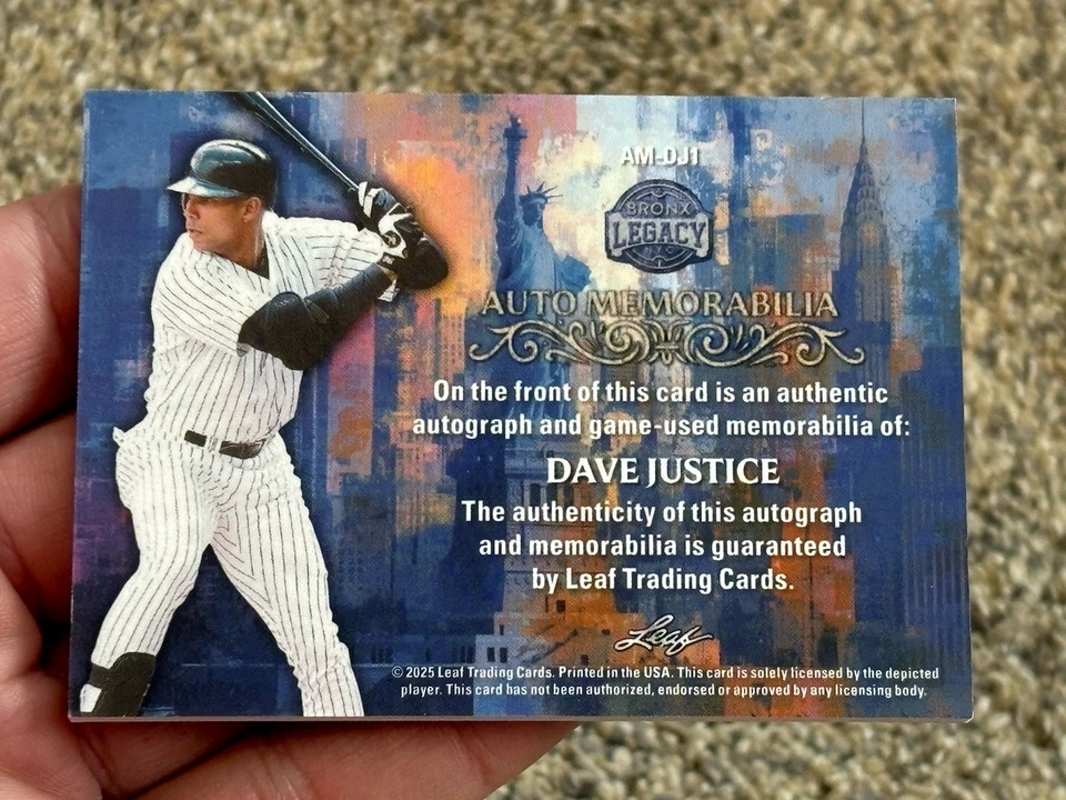 David Dave Justice 2025 Leaf Bronx Legacy Bat Relic Auto Bronze 30/30 - Image 2 of 2