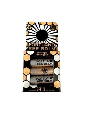 Portland Bee Balm 3 Pack Solar Eclipse Lip Balm Cruelty Free Unscented SPF 15