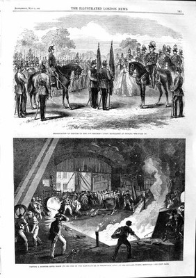 Original alter antiker Druck 1863 Gussamboss Whitworth Guns Sheffield Dublin