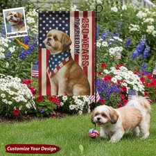 Personalized Pet Photo Garden Flag America 250 Custom Dog Cat 250 Years Of