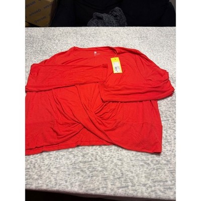 All in Motion Red Twist Front Long Sleeve Athleisure Top Plus Size 3X