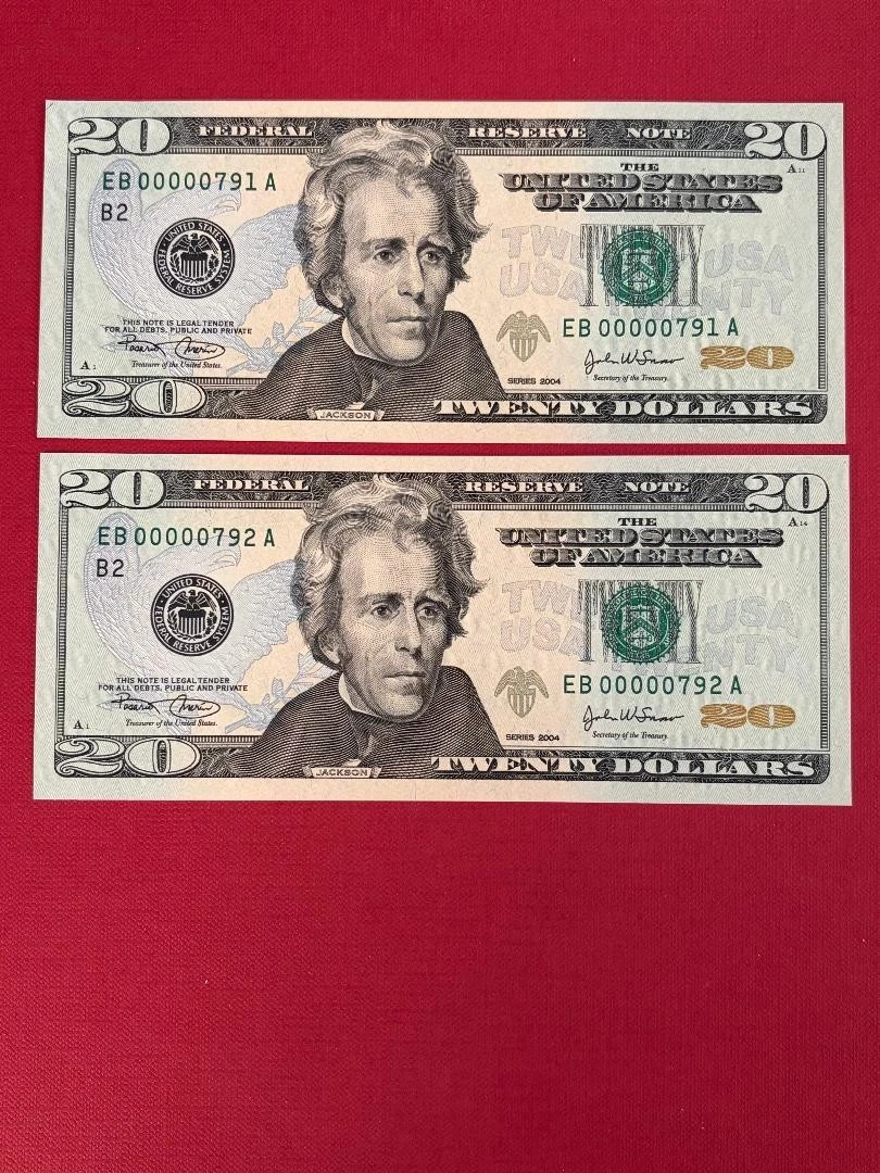 BANKNOTESコレクション 20枚 Uncirculated Uncertified $20 US Federal Reserve Small Notes for