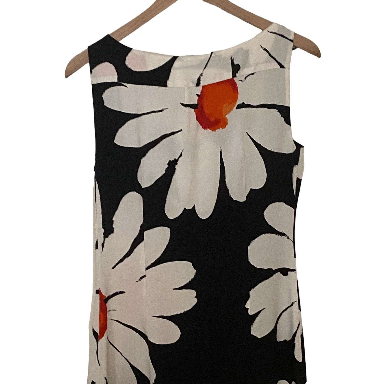 Abito casual senza maniche MOSCHINO donna taglia 6 nero Aloha bianco fiori
