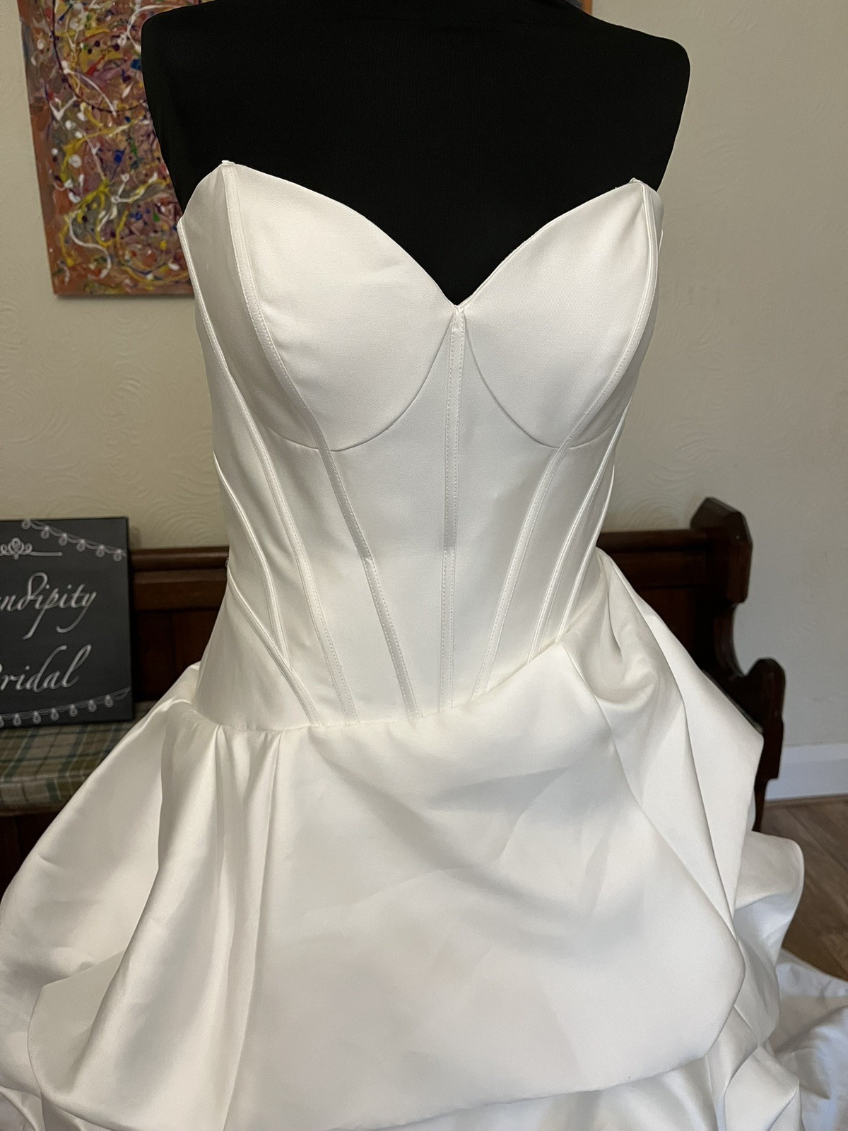 Veni Infantino Helen mikado basque ruched Wedding Dress Gown Size UK 14 image 4