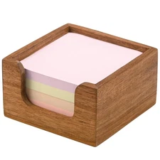 Acacia Wood Sticky Note Holder, 3x3 Post It Note Dispenser with Anti-Slip Pad...