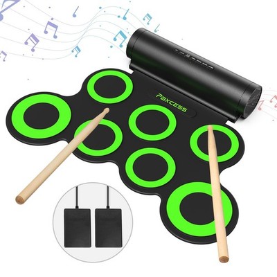 Electronic Drum Set, Roll Up Drum Practice Pad Midi Drum Kit with Built-in Speak